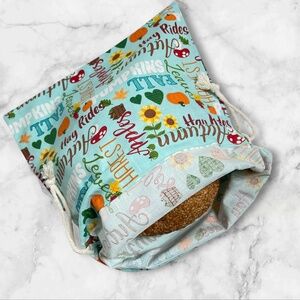 Fall Reusable Cotton Bread Bag, Sourdough Bread Storage, Kitchen Decor